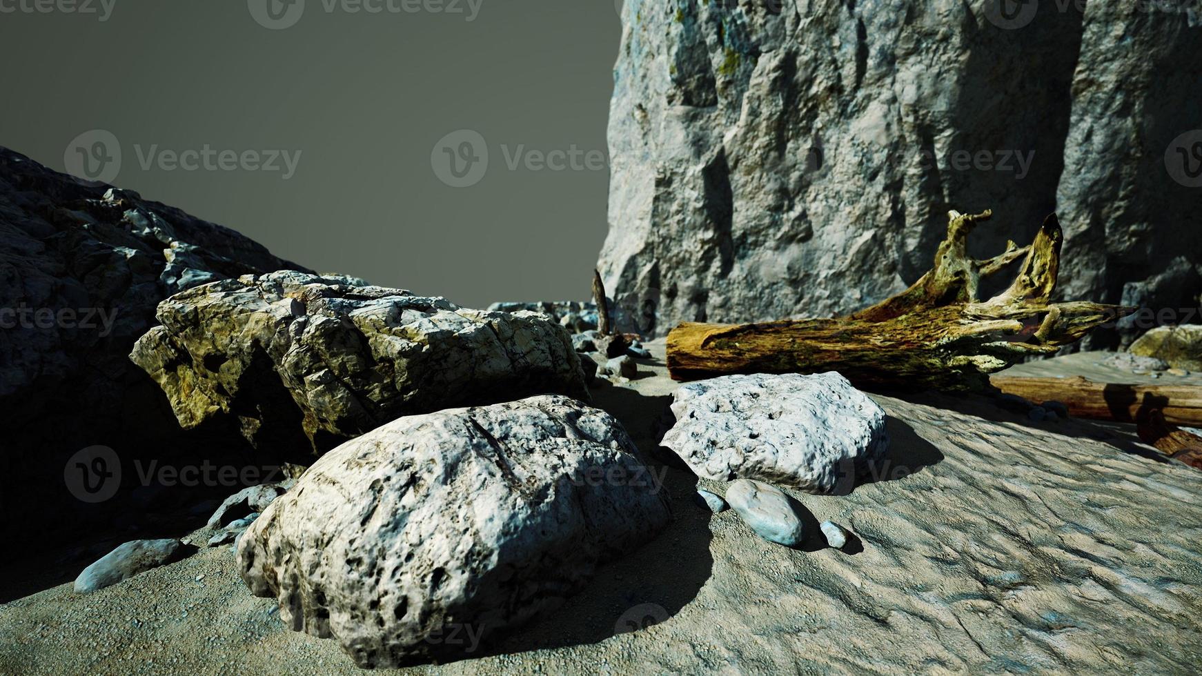 Time lapse of logs on a beach coast of Majorca photo