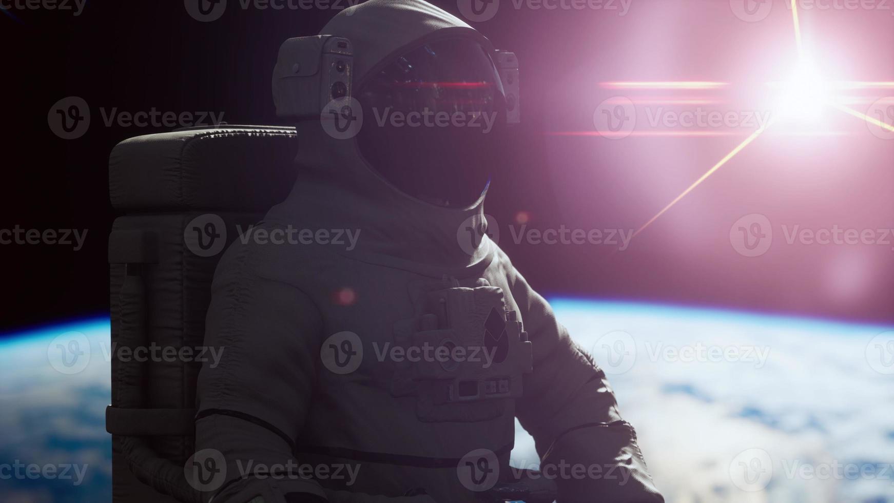 Astronaut working on a spaceship. Elements of image furnished by NASA photo