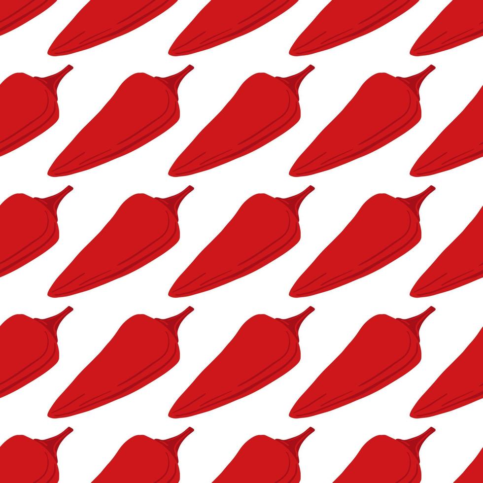 Geometric chili peppers seamless pattern on white background. vector
