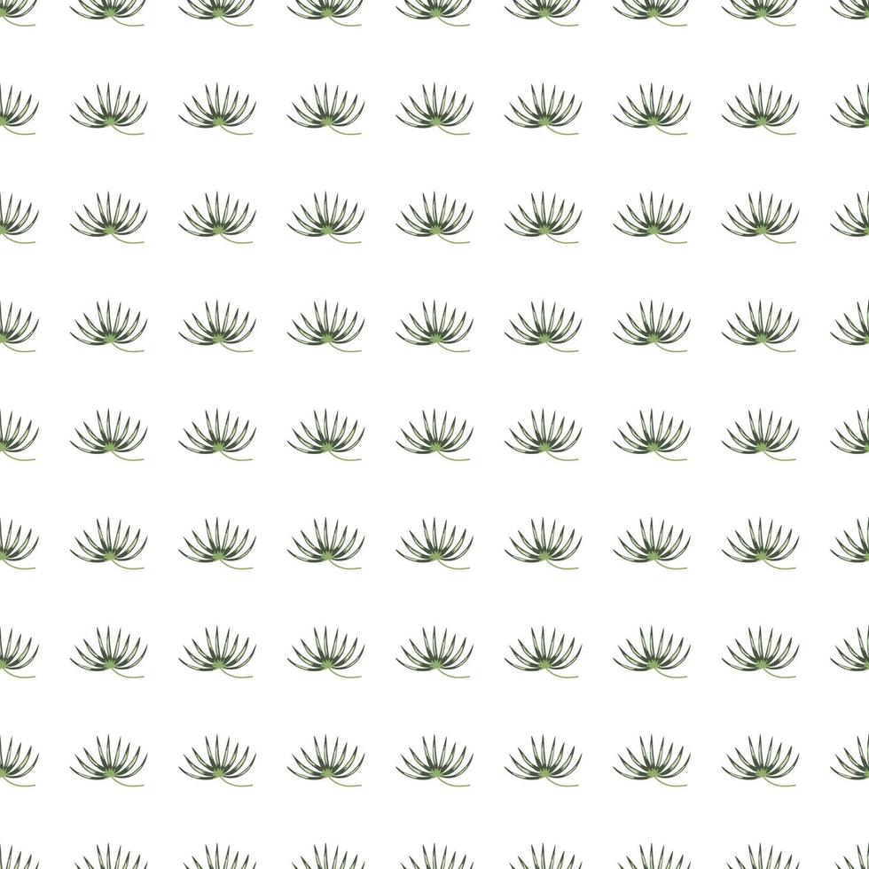 Isolated seamless pattern with little green tropic leaves silhouettes ornament. White background. vector