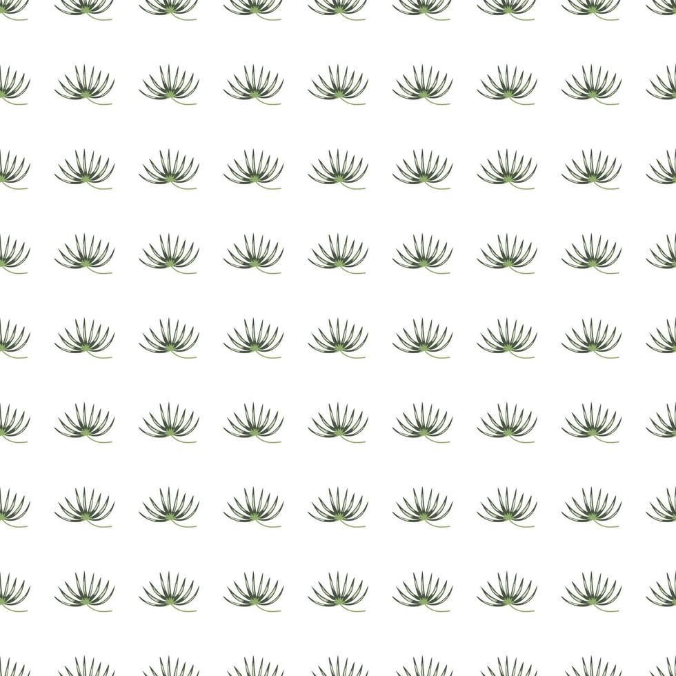 Isolated seamless pattern with little green tropic leaves silhouettes ornament. White background. vector