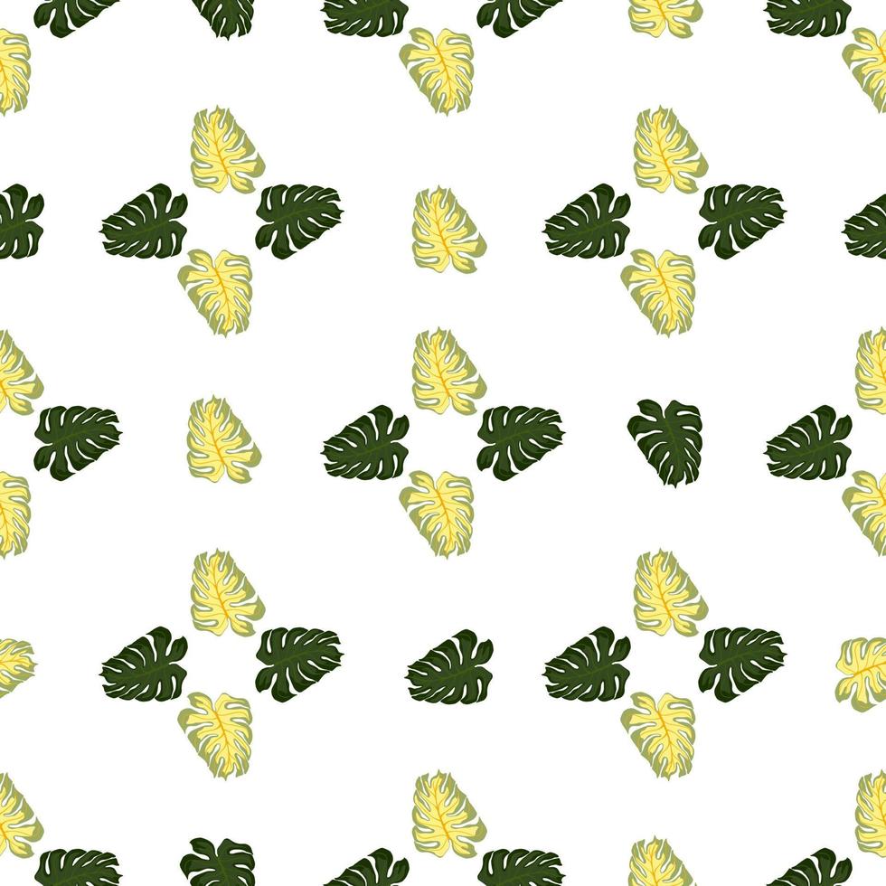 Abstract nature seamless pattern with monstera green shapes. vector