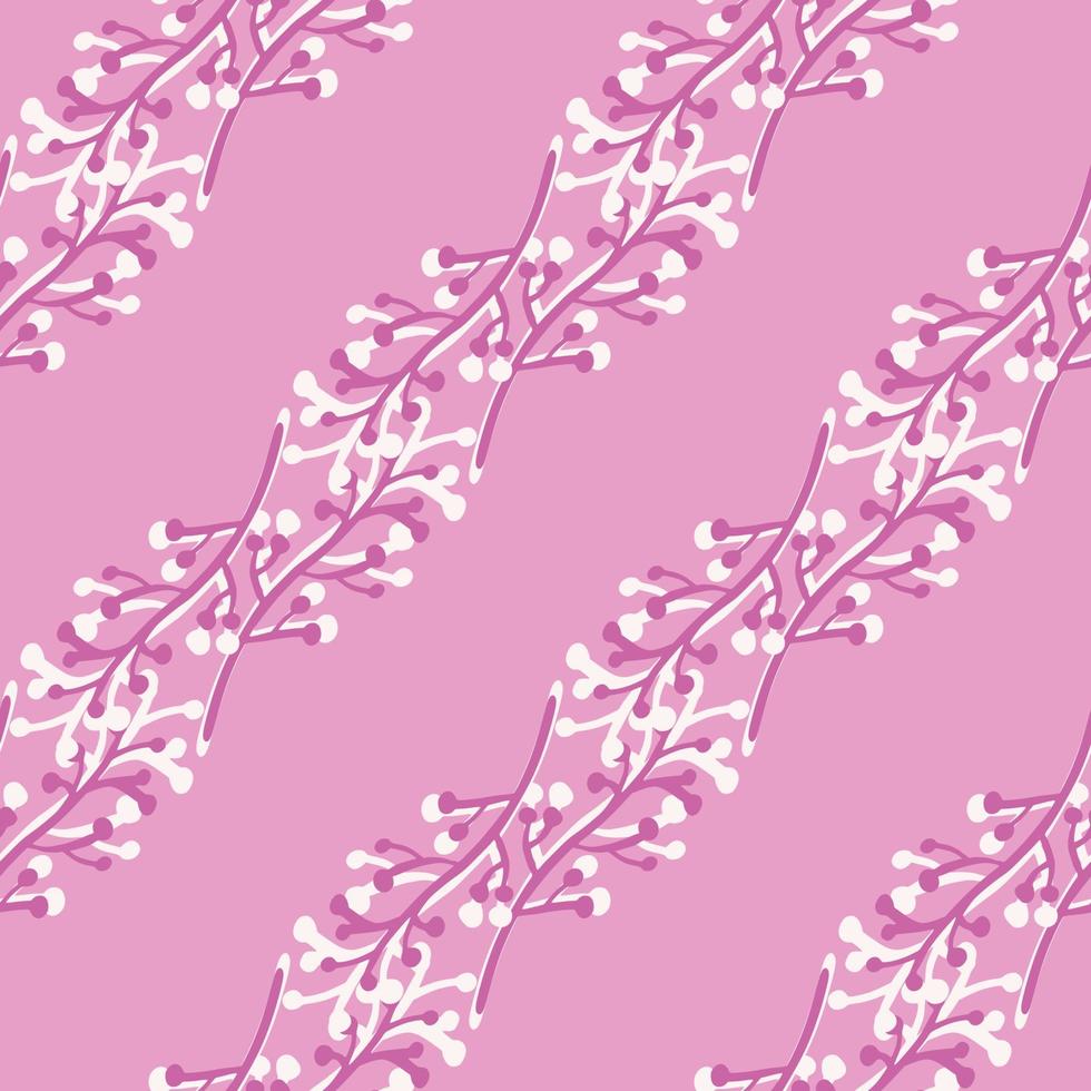 Abstract branches seamless pattern on pink background. Vintage rustic with twig pattern. vector