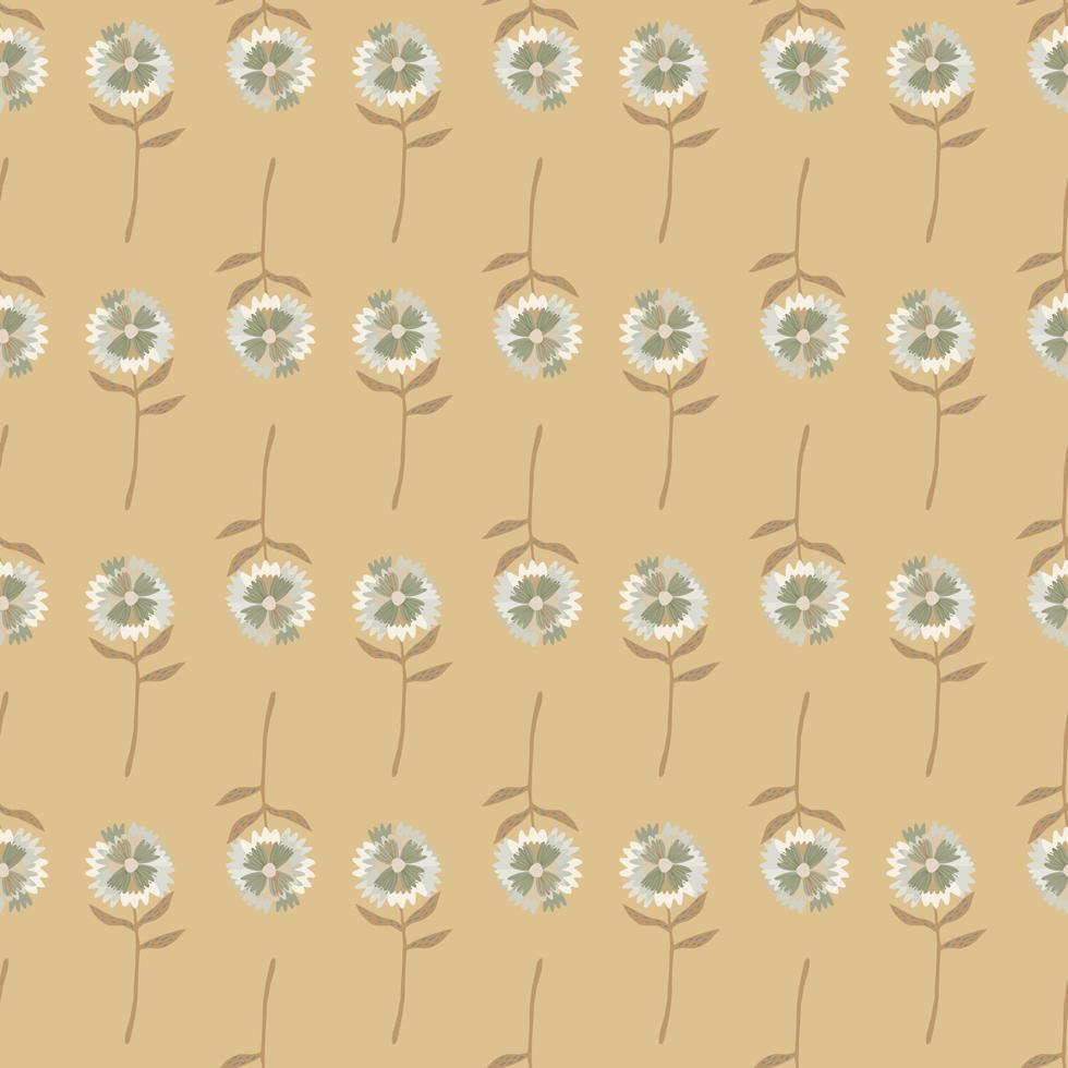 Minimalistic seamless flower pattern with little blow-ball silhouettes. Beige background. vector