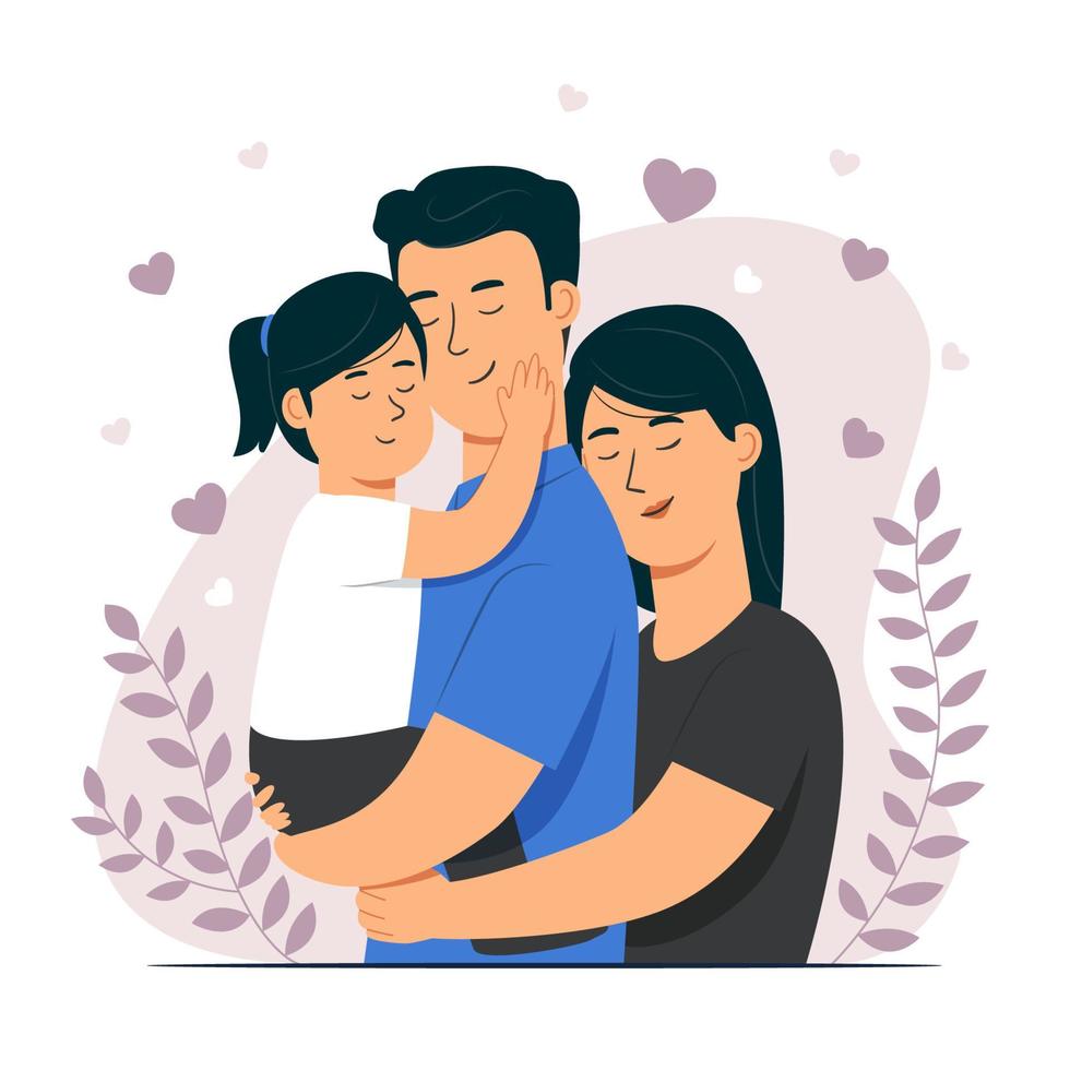 Happy Family with Dad, Daughter and Wife vector