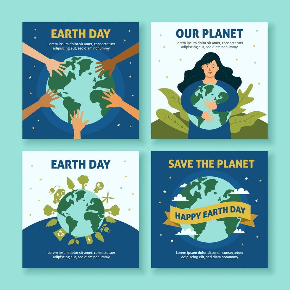 Earth Day Social Media Post Template vector