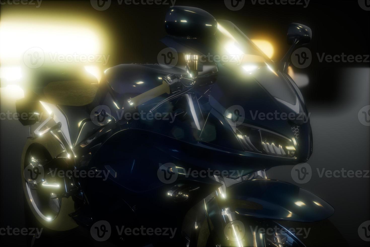 moto sport bike in dark studio with bright lights photo
