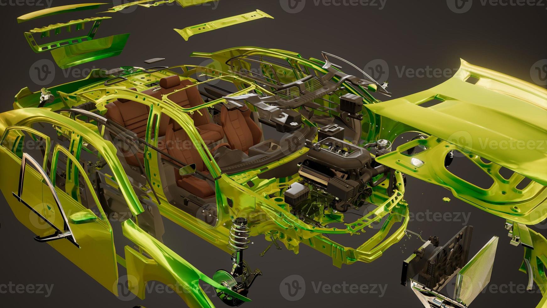 Disassembled Car with Visible Parts photo