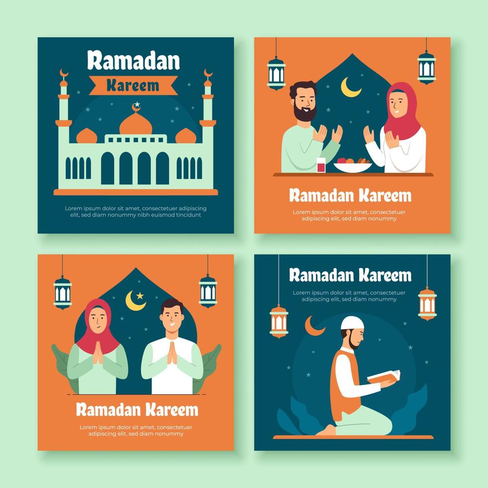 Ramadan Fasting Month Social Media Post Template vector