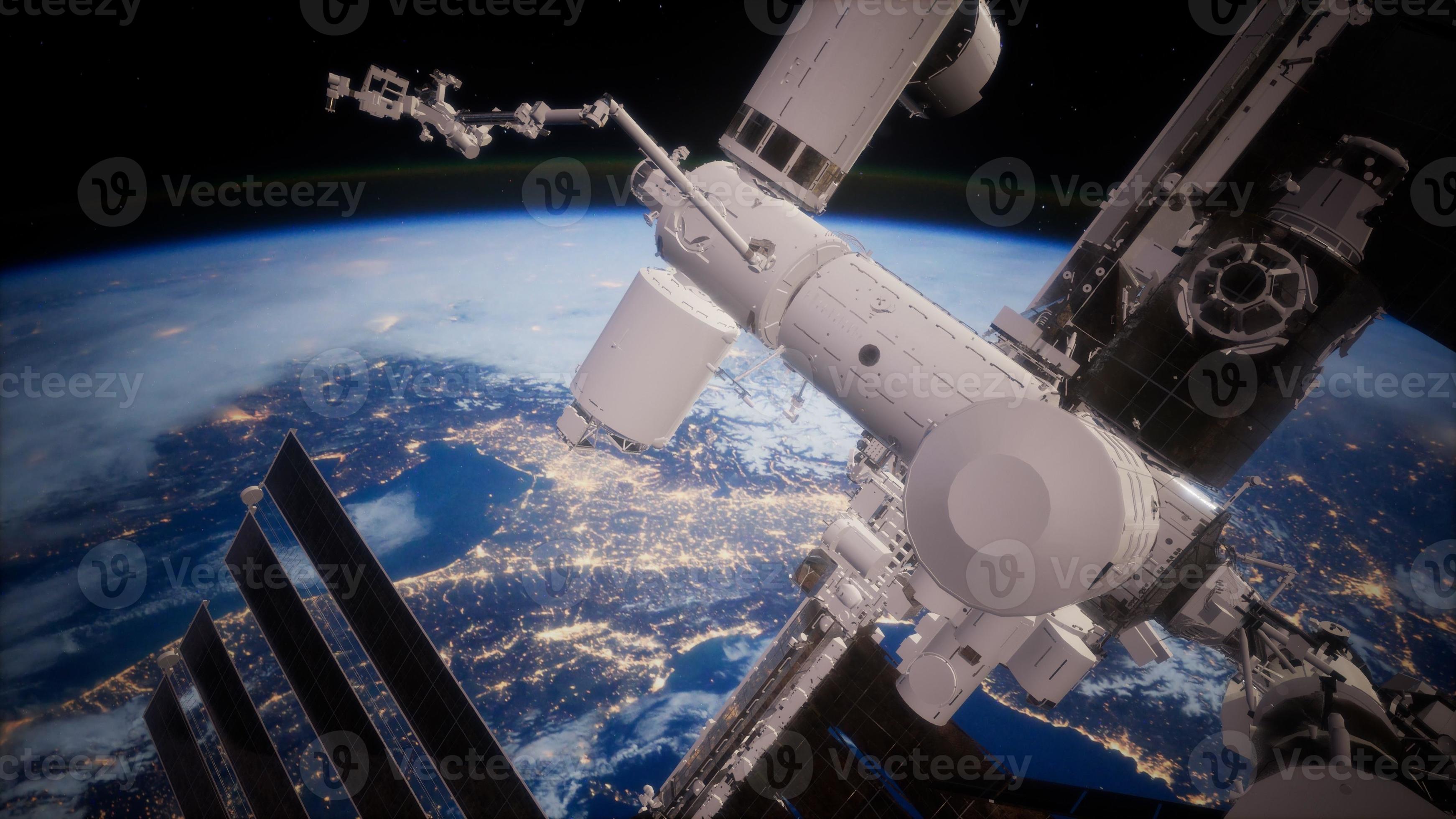 A view of the Earth and a spaceship. ISS is orbiting the Earth 5662002 ...