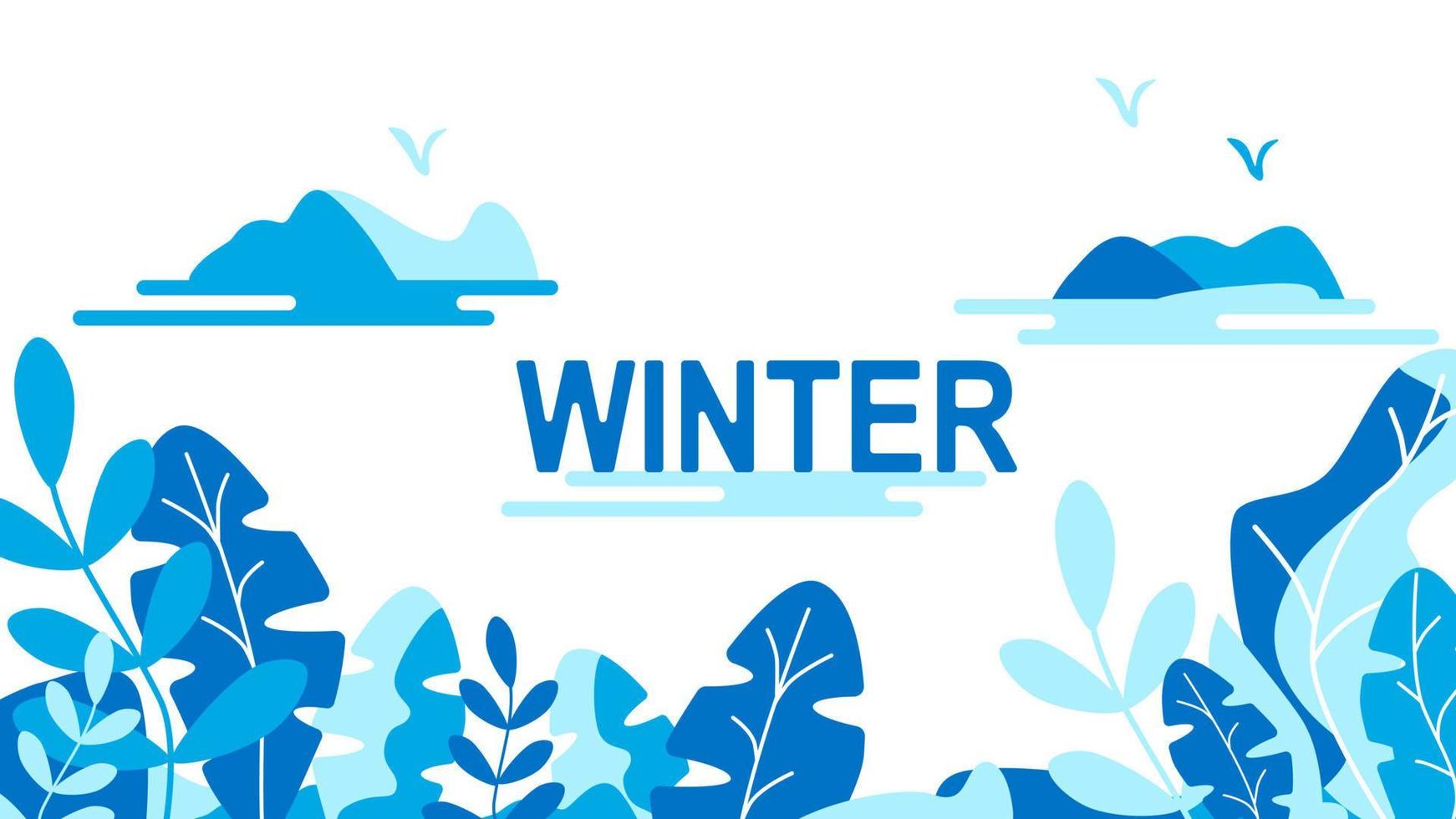 Winter leaves background template vector illustration flat design