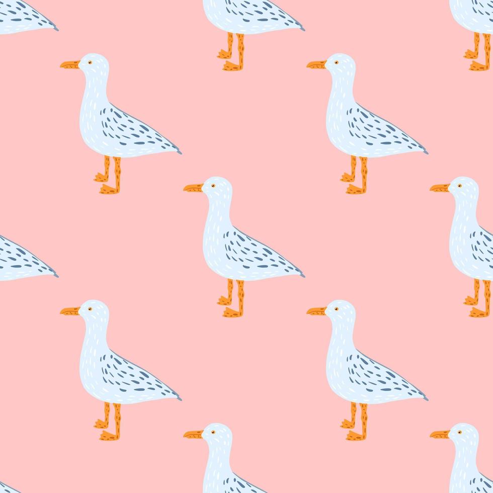Seagulls standing seamless pattern. Background of sea birds. vector