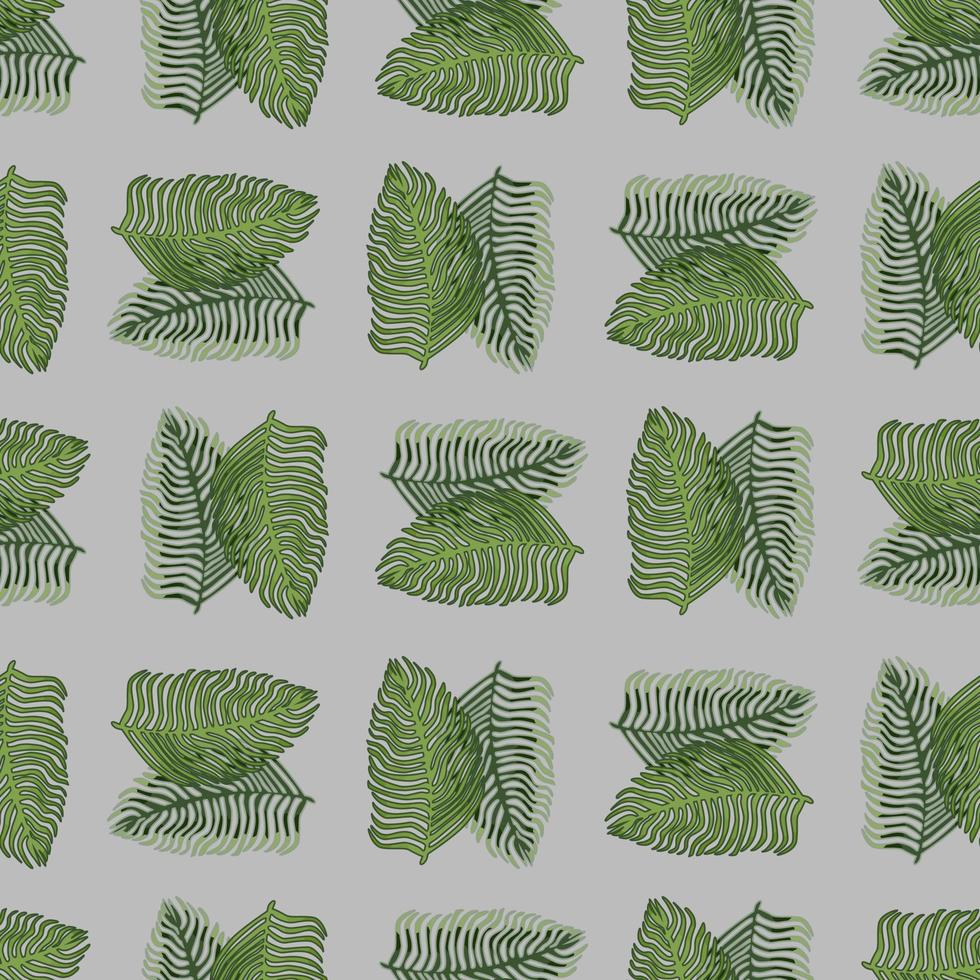 Organic palm leaf seamless pattern with hand drawn foliage print. Simple color background. Vector illustration for seasonal textile.