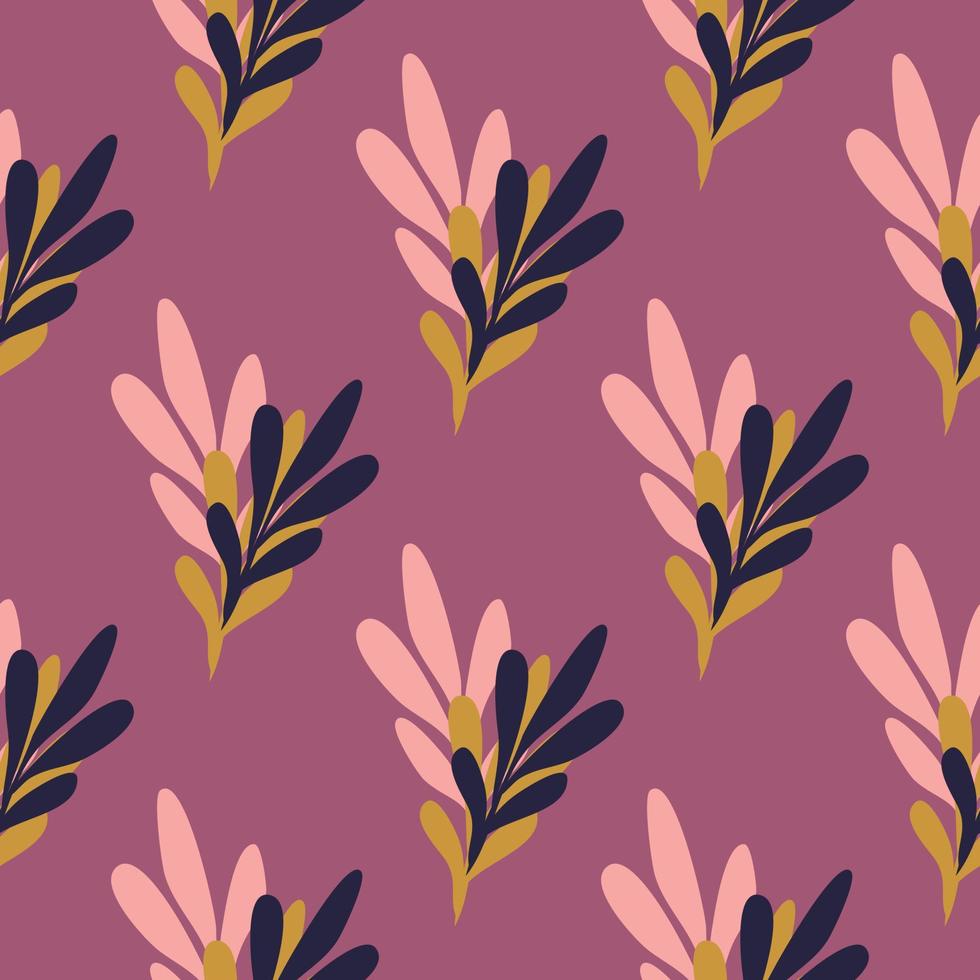 Seamless pattern with geometrical leaves in retro style. vector