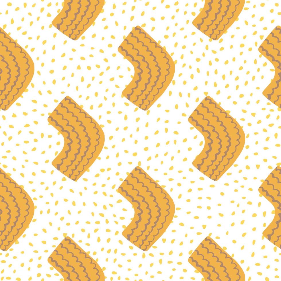 Colorful kids pattern with yellow elements on white background with red dots. vector