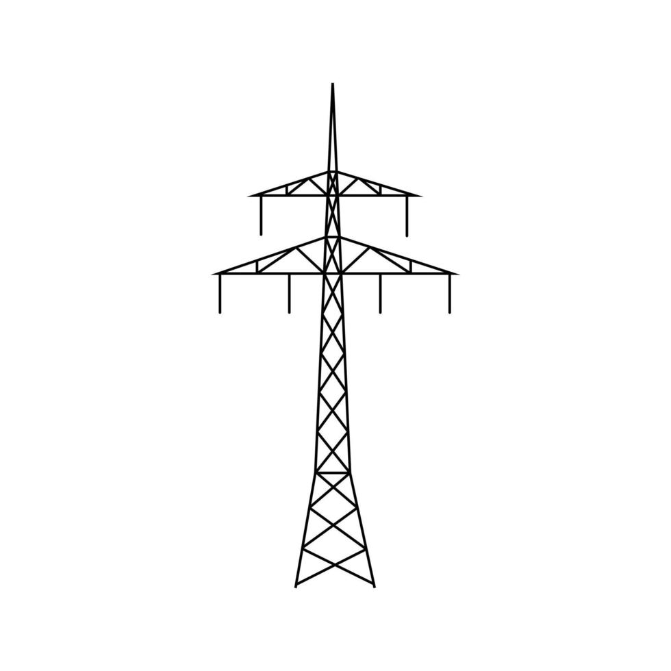 High voltage electric pylon. Power line symbol flat design. vector