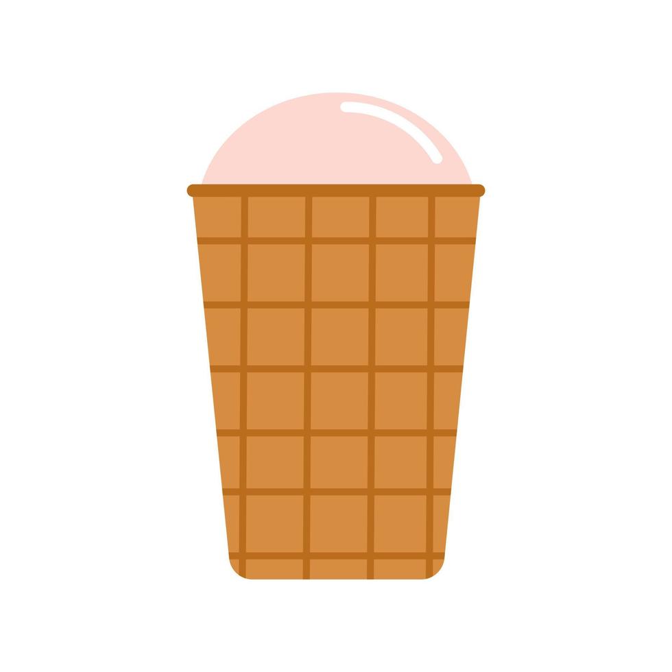 helado retro en gofre en estilo plano aislado sobre fondo blanco. vector