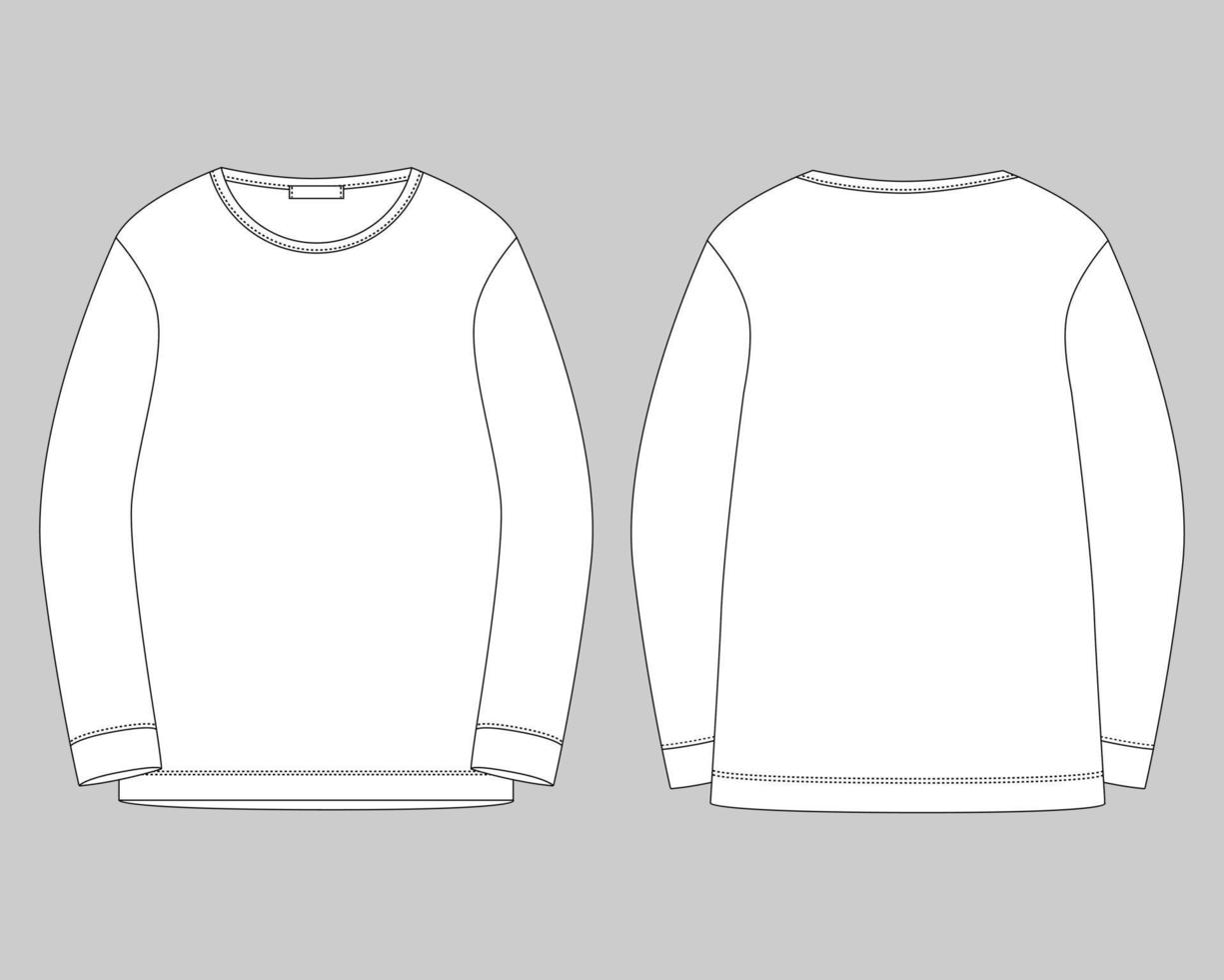 Outline technical sketch for men sweatshirt. Vector mockup template jumper.