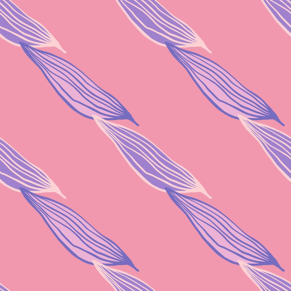 Abstract line leaves pattern on pink background. Botanical backdrop. vector