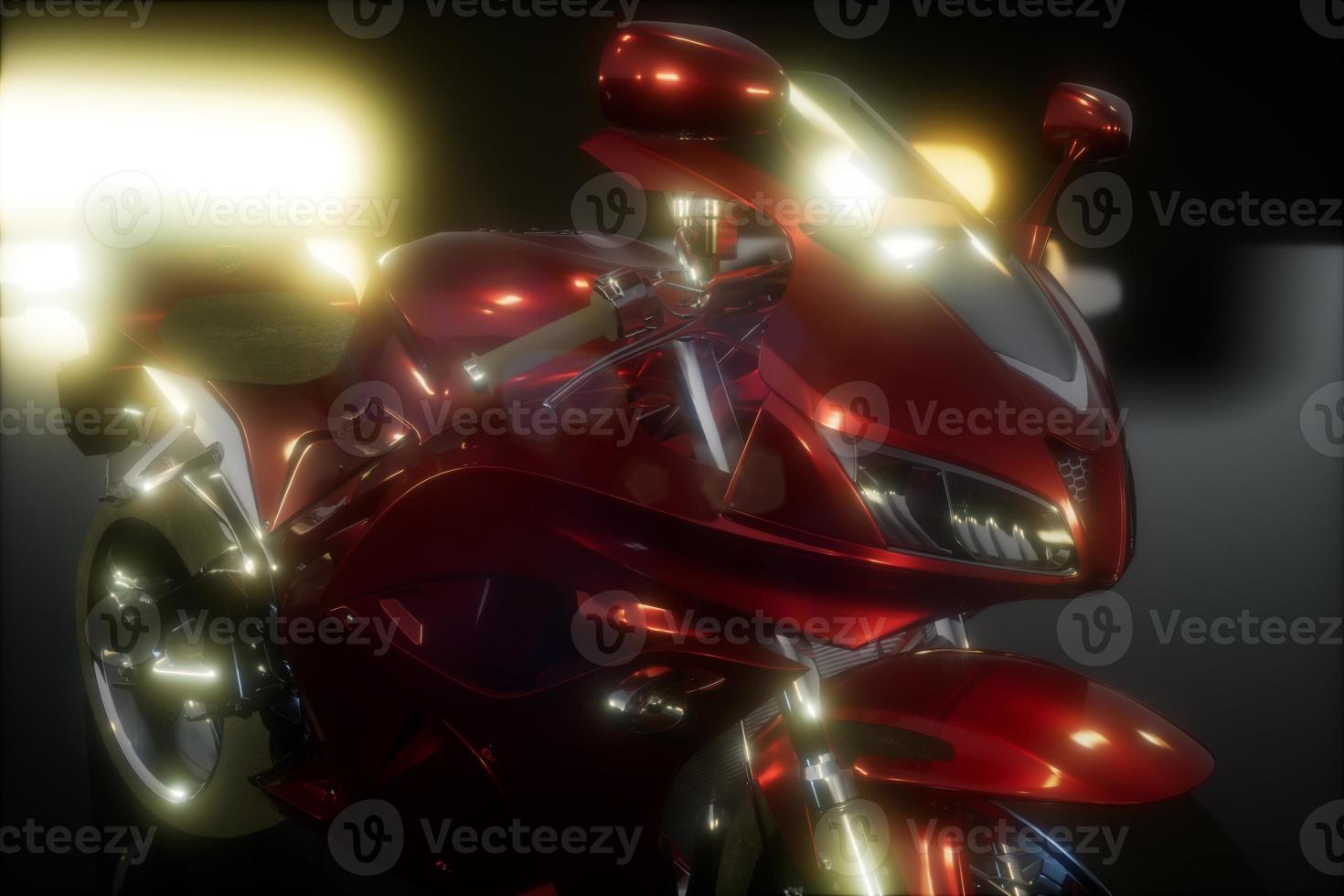 moto sport bike in dark studio with bright lights photo