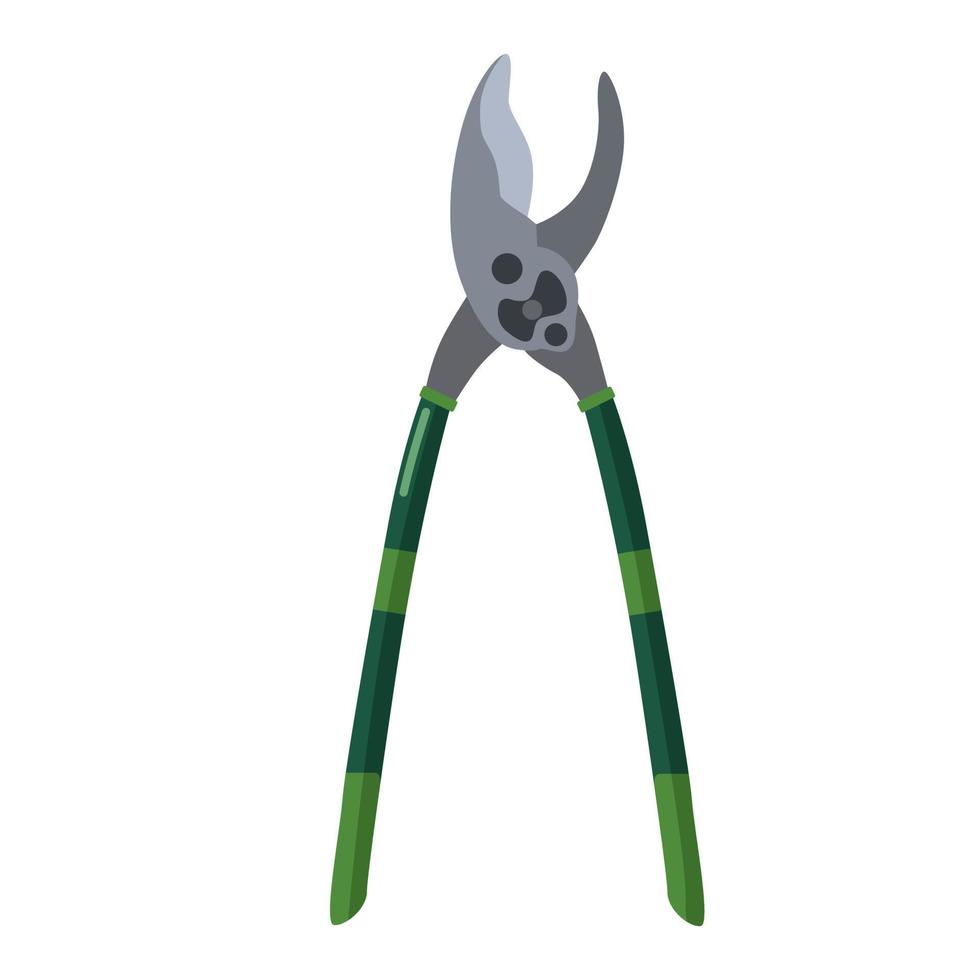 Professional secateur on white background isolated. Green garden tool for trimming and tree care vector