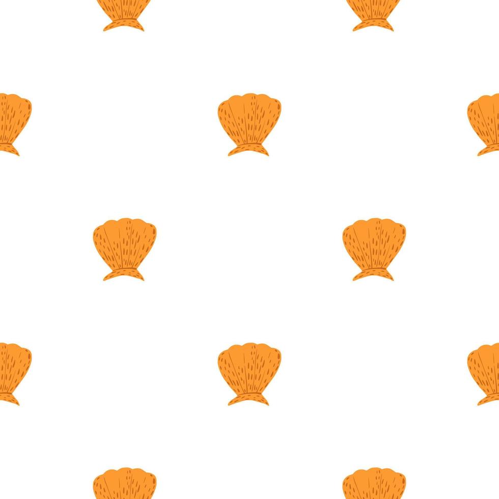 Seamless pattern seashells. Cute conch in doodle style vector