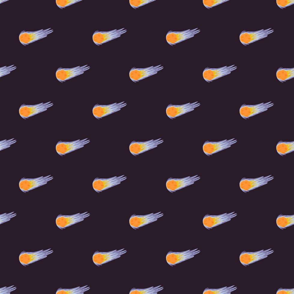 Meteor shower seamless pattern. Hand drawn comets fly background. vector