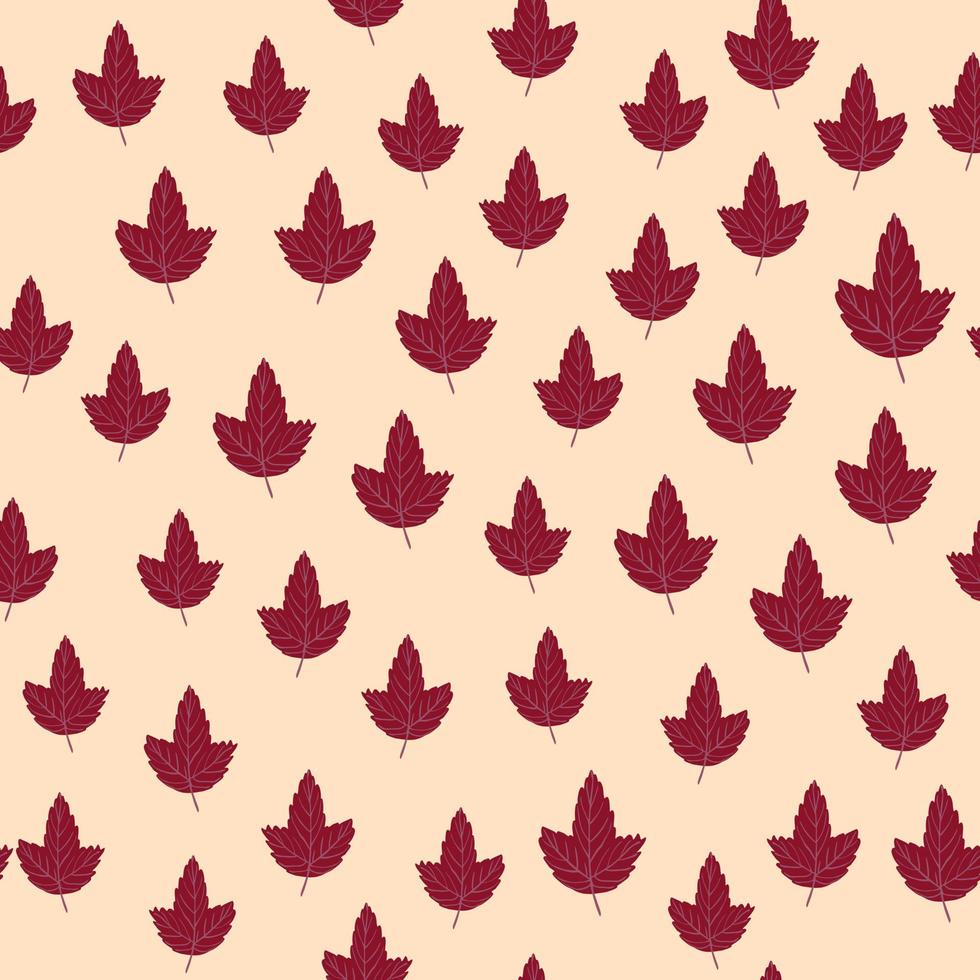 Little red autumn leaf ornament seamless random pattern. Contrast floral backdrop with light background. vector