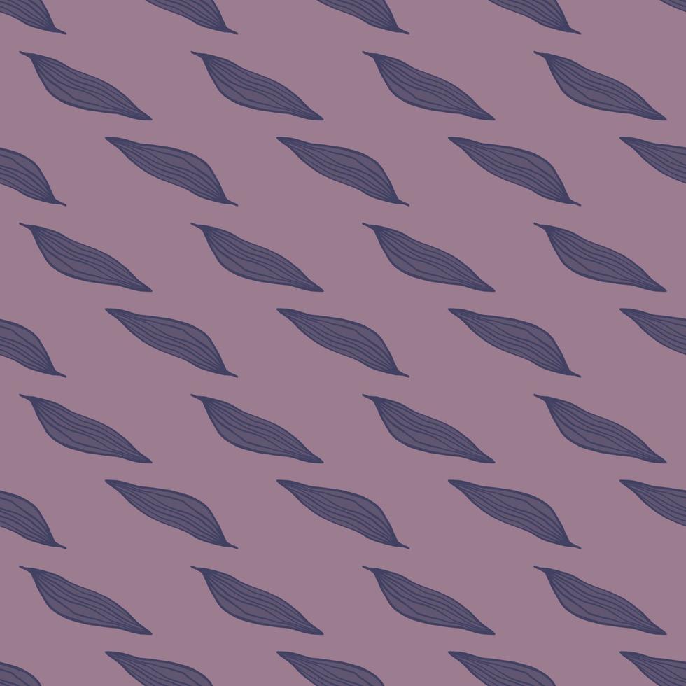 Geometric line leaves patternon lilac background. vector