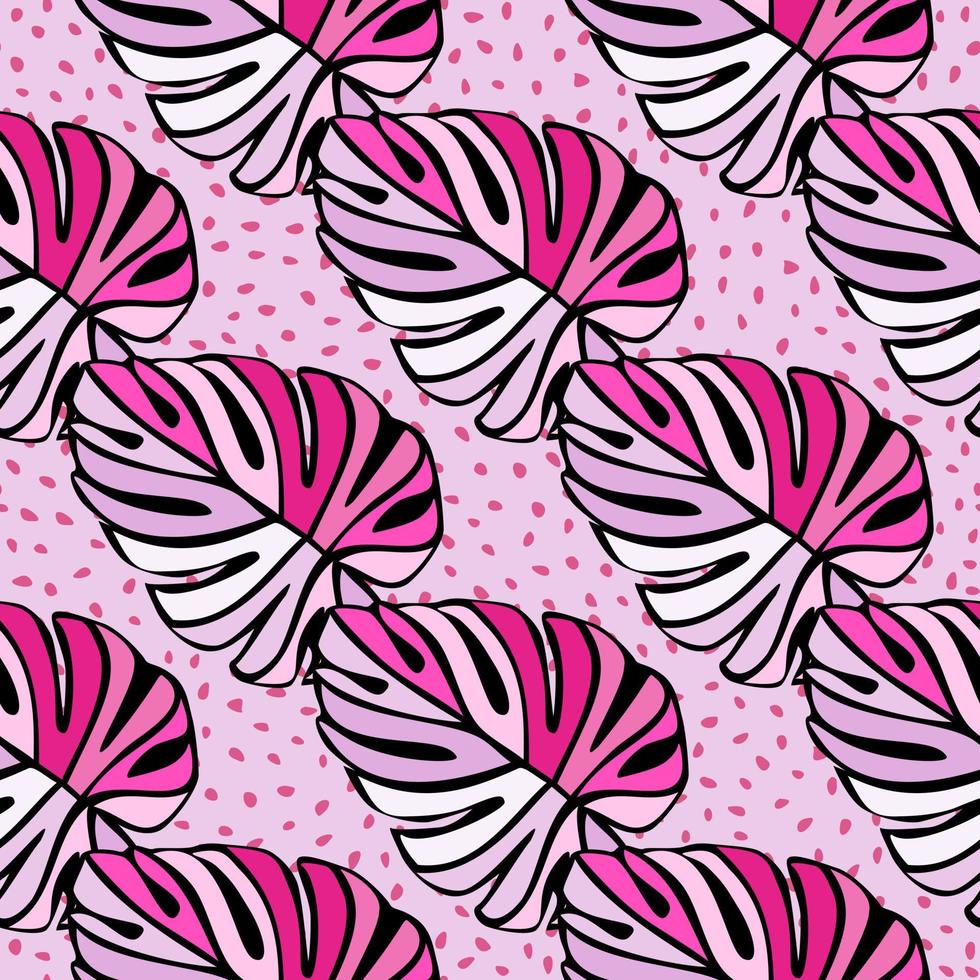 Creative bright tropical leaves seamless pattern. Monstera leaf background. vector
