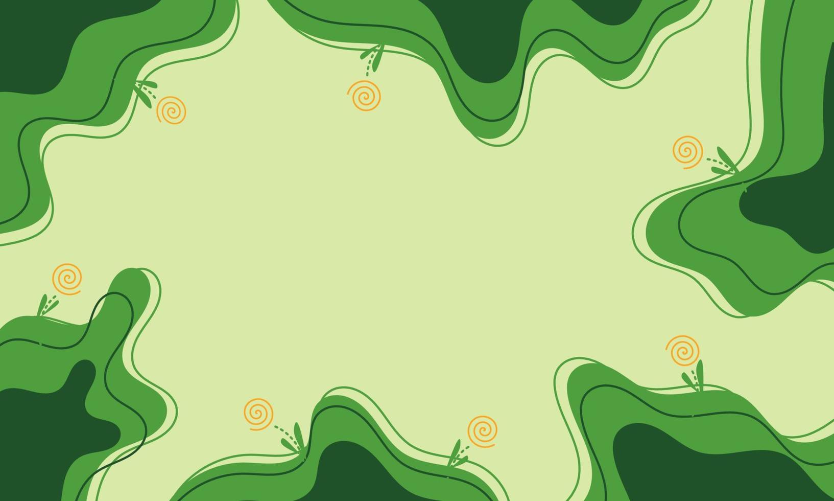 fondo verde floral plano abstracto con memphis vector
