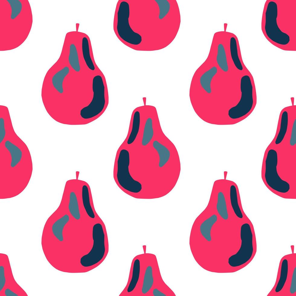 Isolated bright seamless pattern with pink abstract pear silhouettes. White background. vector