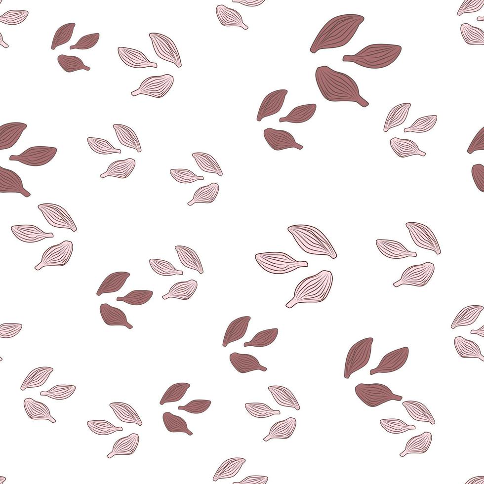 Seamless pattern cardamom on white background. Cute plant sketch ornament. Random texture template for fabric. vector