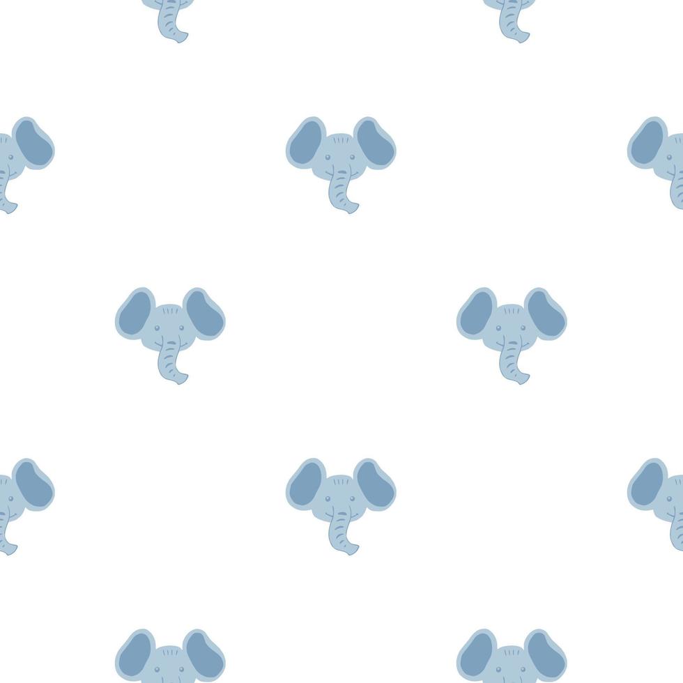 Elephant pattern seamless in freehand style. Head animals on colorful background. Vector illustration for textile.
