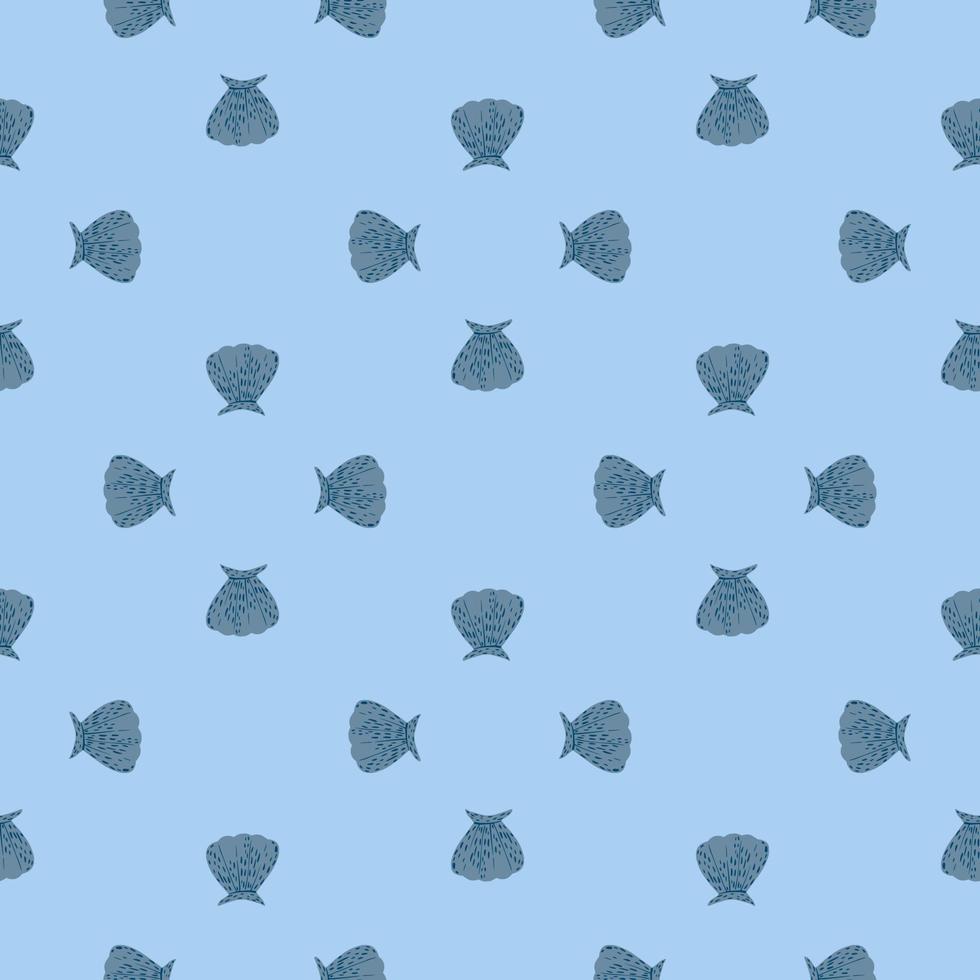 Seamless pattern seashells. Cute conch in doodle style vector