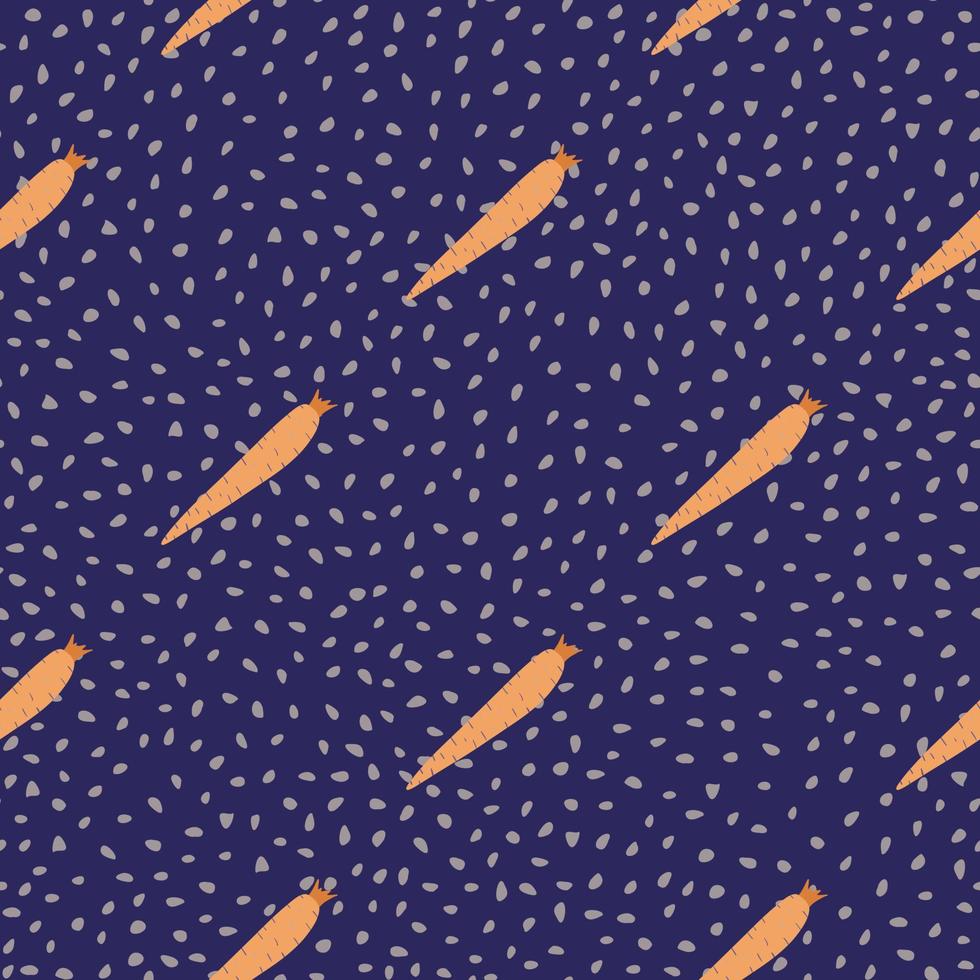 Geometric orange carrot seamless pattern on dots background. vector