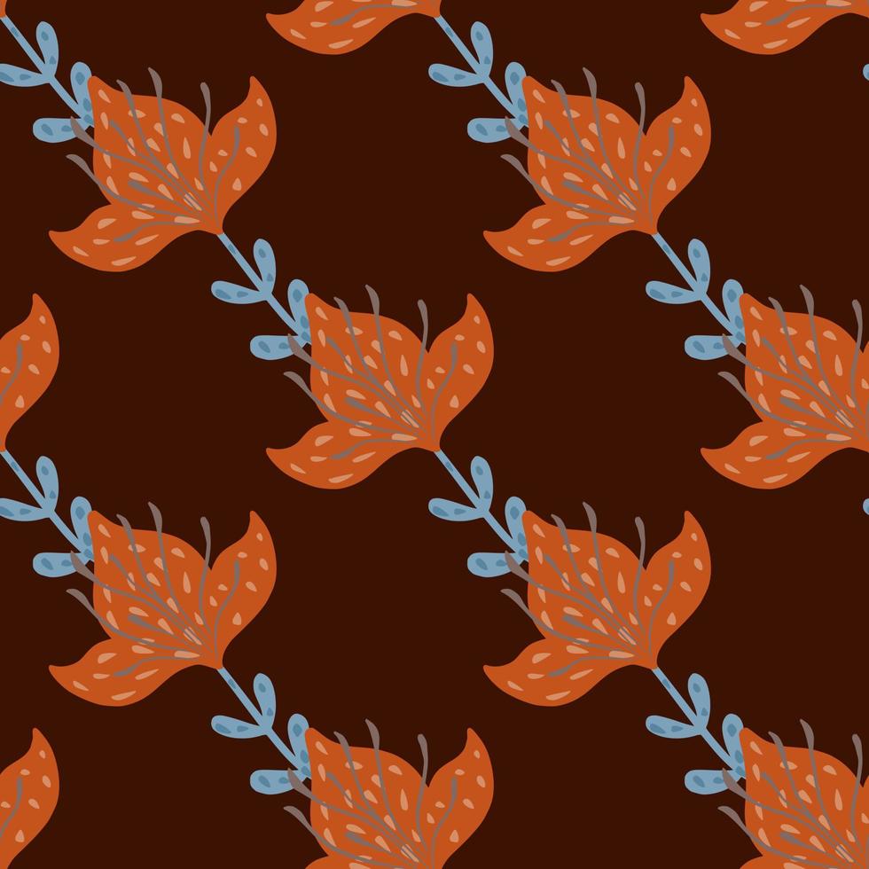 Lily abstract seamless pattern. Hand drawn flower background. vector
