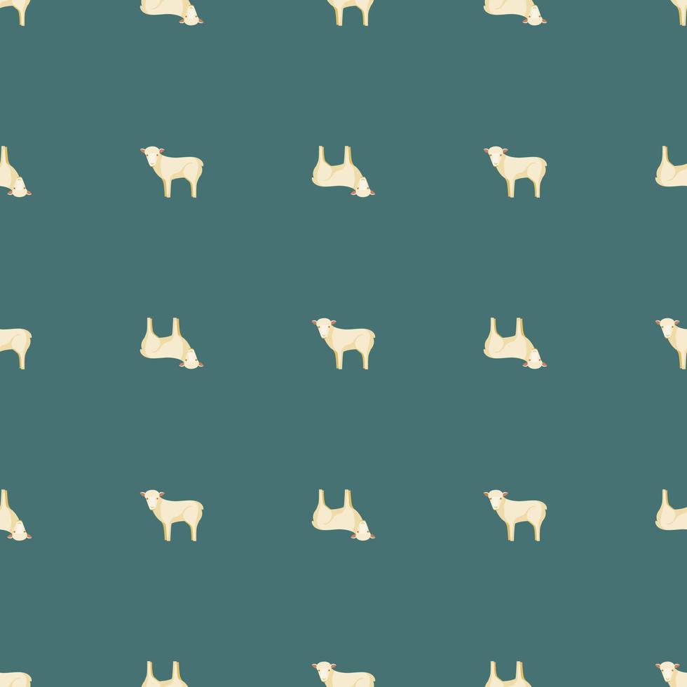 Seamless pattern of sheep. Domestic animals on colorful background. Vector illustration for textile.