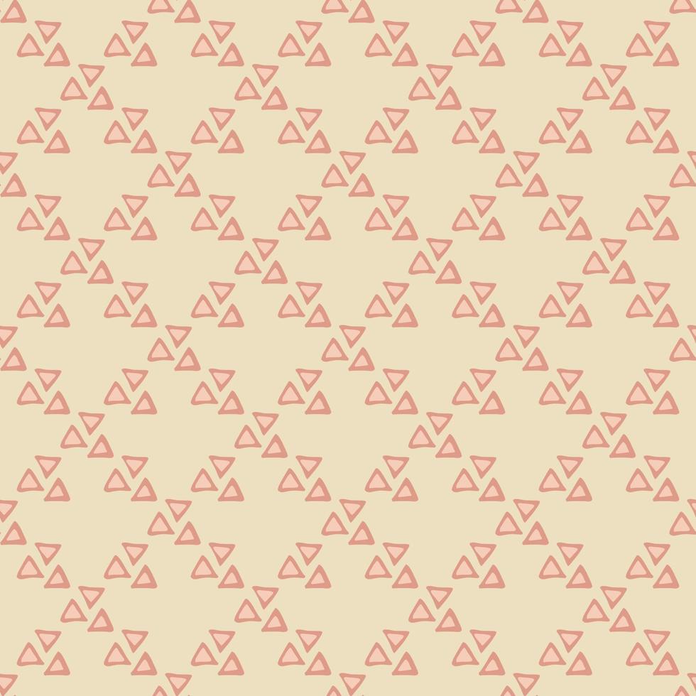 Abstract seamless pattern with small pink triangles. Light pink background. vector