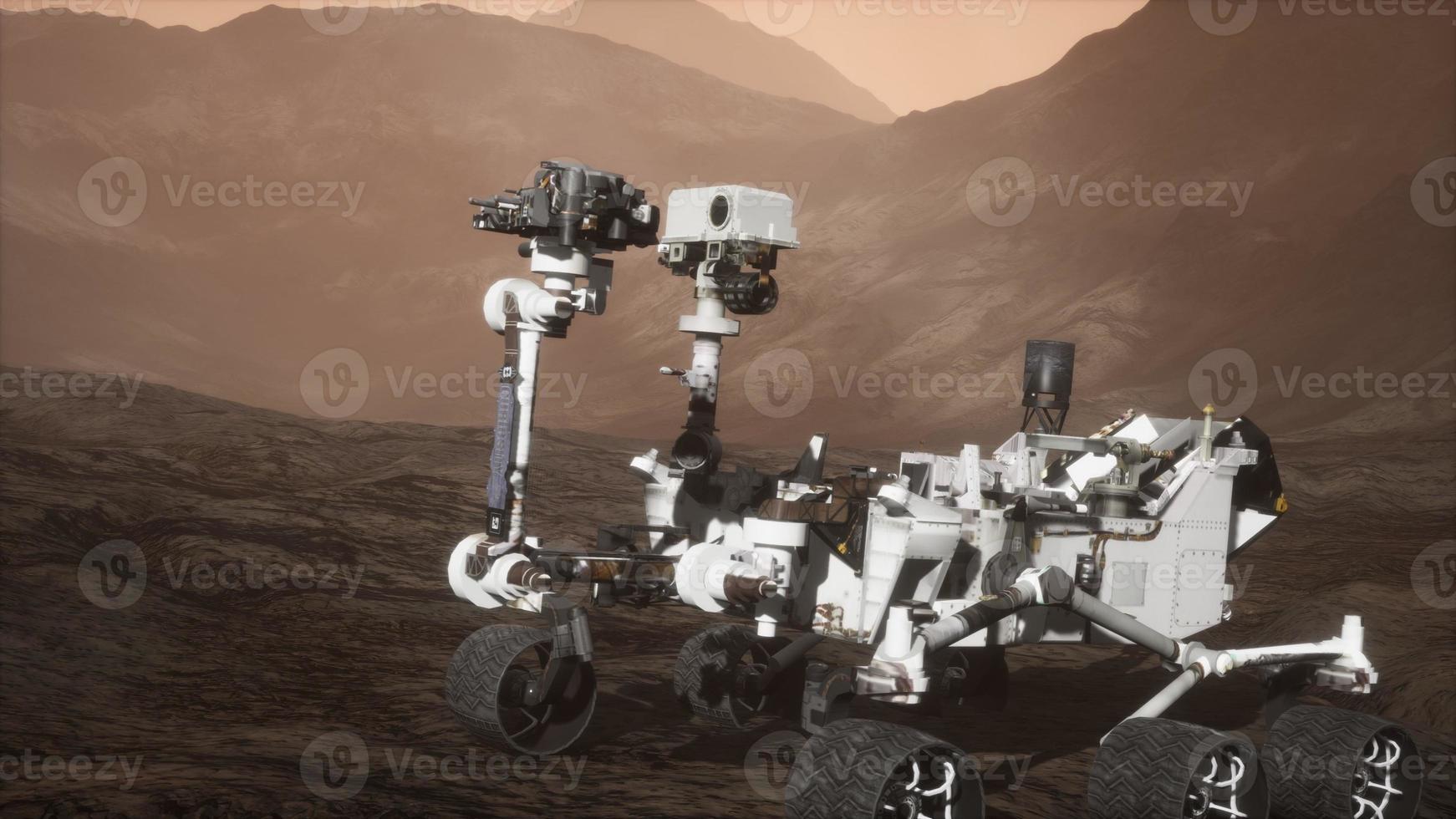 Curiosity Mars Rover exploring the surface of red planet. Elements of this image furnished by NASA photo