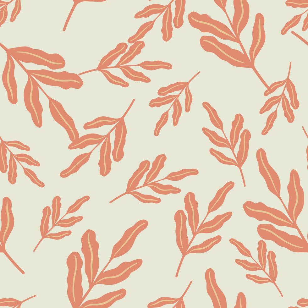 Scrapbook seamless pattern with orange colored leaves ornament. Light blue background. Random print. vector