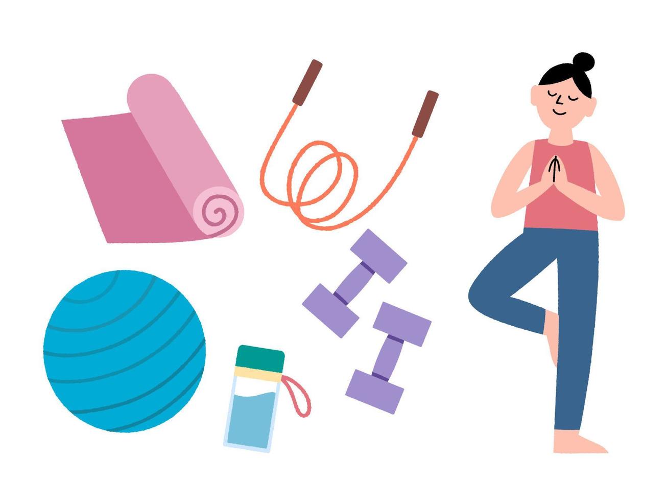 Yoga and Pilates Equipment Set Stock Vector - Illustration of diet