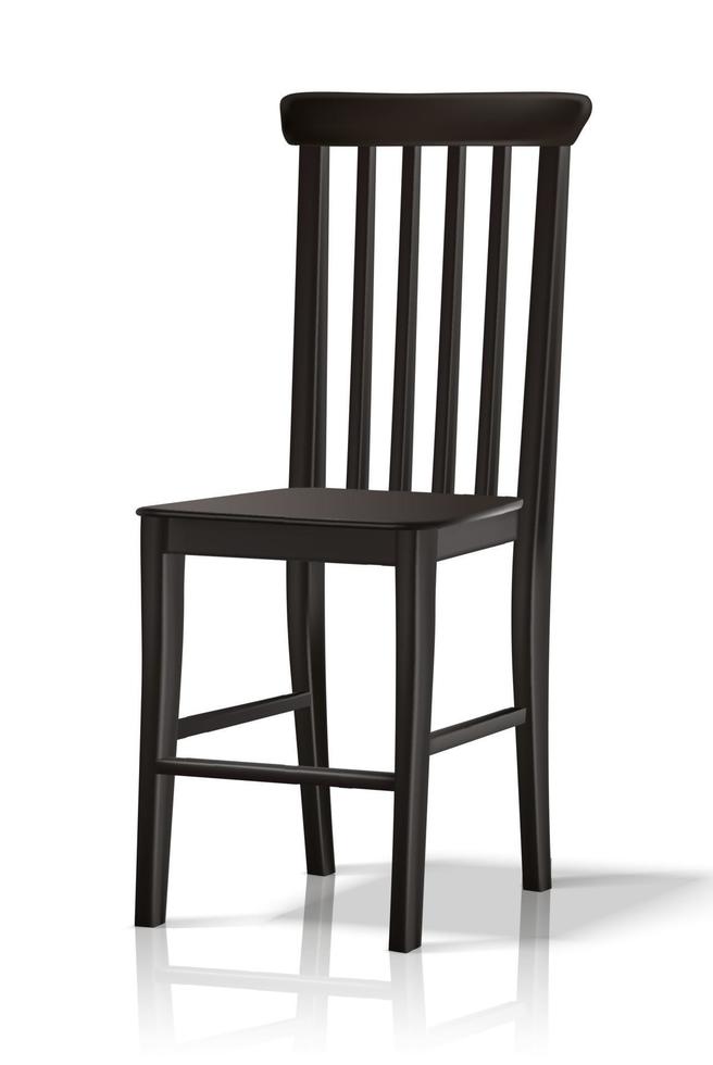 silla de madera vectorial 3d realista. aislado sobre fondo blanco. vector