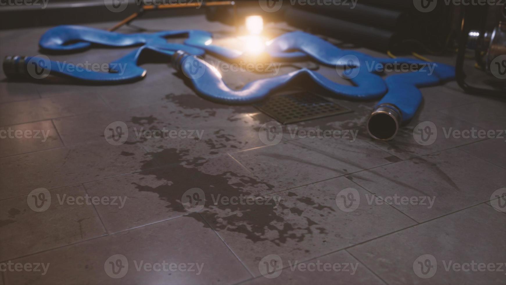 wet floor in empty metro photo