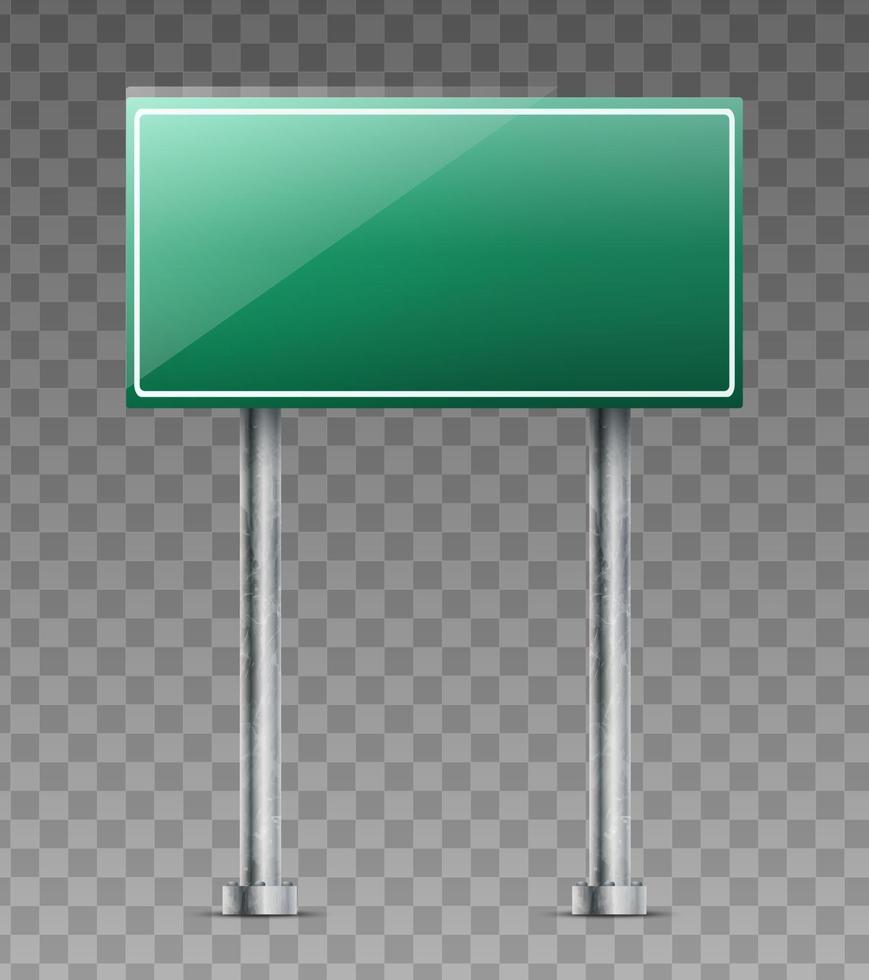 Vector road highway green sign with light spotlight.