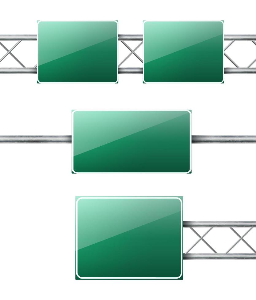 Vector realistic road highway green signs.