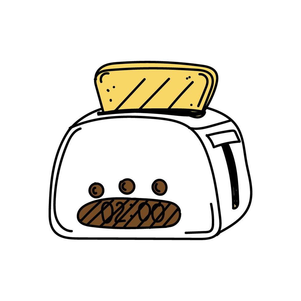 Toaster, hand-drawn doodle-style elements. Breakfast. Good Morning. Healthy Eating. Hot bread. Toast. A simple doodle style vector. vector