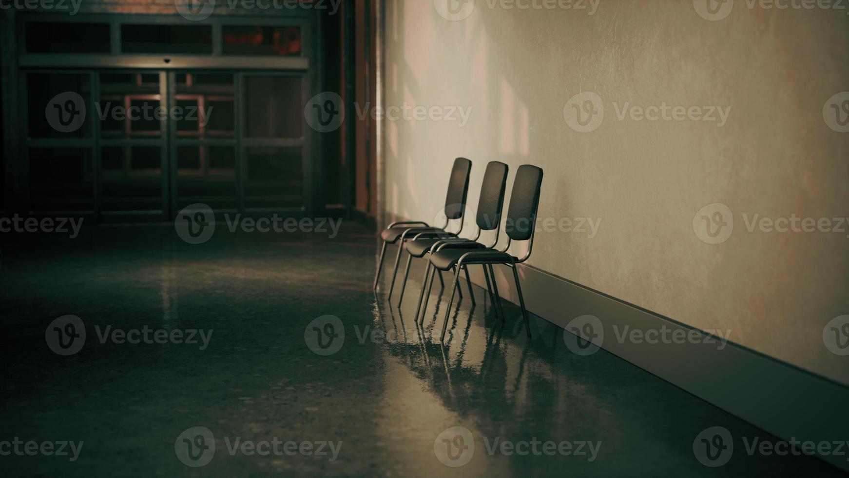 empty corridor in hospital with chairs photo