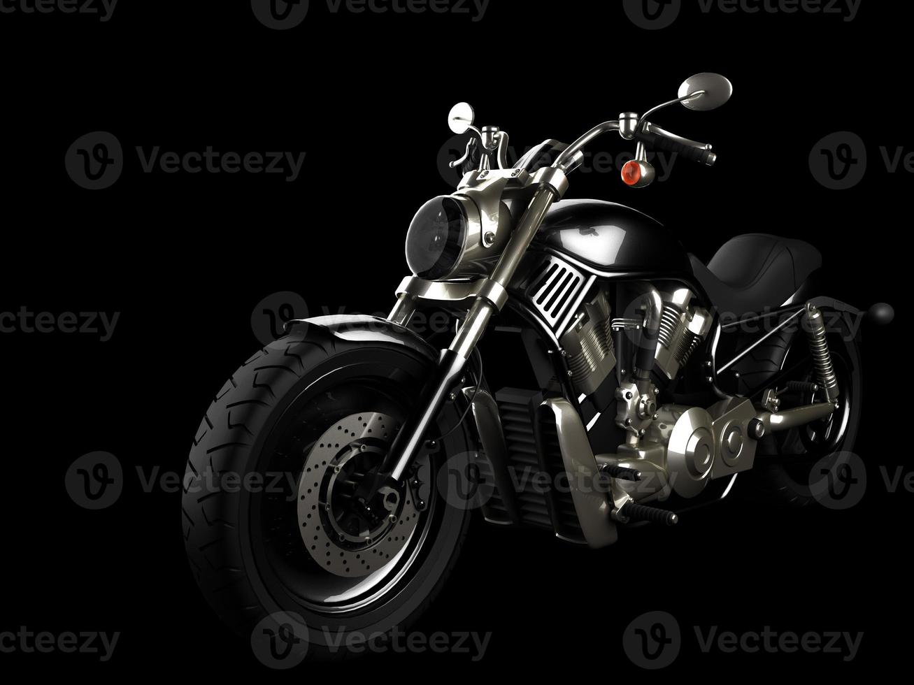 luxury chopper motorbike in dark studio photo