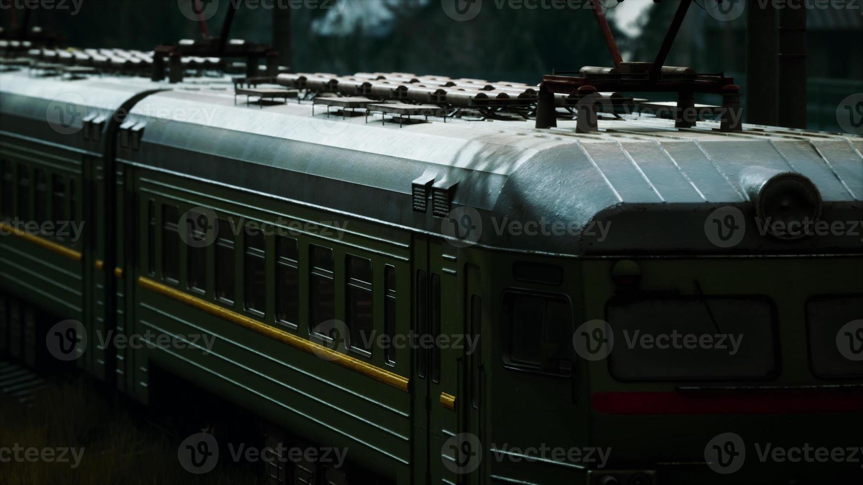 Some trains at abandoned train depot photo